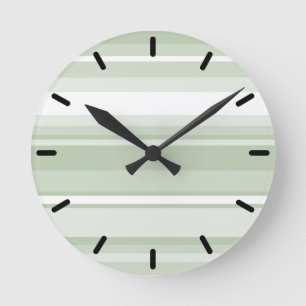 Horloge Ronde Monogramme rayures vert pâle