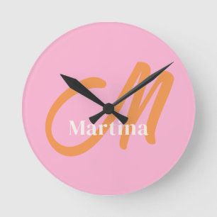 Horloge Ronde Monogramme rose chic
