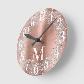 Horloge Ronde Monogramme Rose or Parties scintillant argent Glam (Angle)