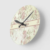 Horloge Ronde Monogramme Shabby Chic Rose Vert Rose Floral (Angle)