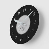 Horloge Ronde Monogrammed Black Gray White Minimum Sleek (Angle)
