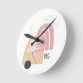 Horloge Ronde Monographie géométrique rose arc-en-ciel Design Mo (Angle)