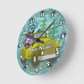 Horloge Ronde Monster Driving Car (Angle)