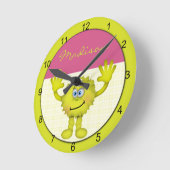 Horloge Ronde Monstre vert mignon (Angle)