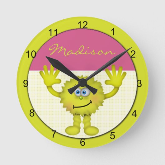 Horloge Ronde Monstre vert mignon (Recto)