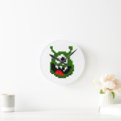 Horloge Ronde Monstre Vert - Pixel Art (Maison)