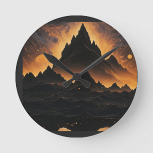 Horloge Ronde Montagne de l'éclipse solaire Montre de paysage co