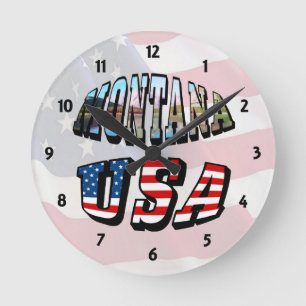 Horloge Ronde Montana Picture and Usa Text Clock