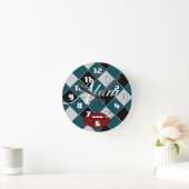 Horloge Ronde Montre à Carreaux Adam Football Vert Noir Argent (Maison)