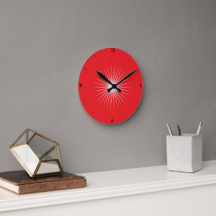 Horloge Ronde Montre Acrylique Arrondi Classic Rouge