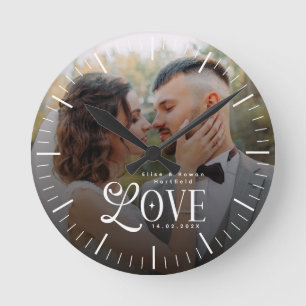 Horloge Ronde Montre de mariage personnalisée pour couple avec p