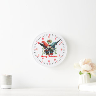 Horloge Ronde Montre de poche de Noël Gnome Câlin Festif