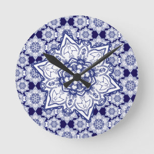 Horloge Ronde Montre de porcelaine bleu