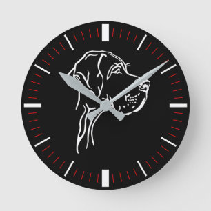 Horloge Ronde Montre pour chien avec minute aiguille noir rouge