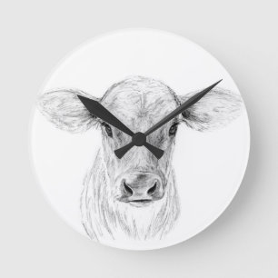 Horloge Ronde MOO une jeune vache du Jersey