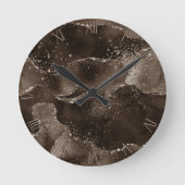 Horloge Ronde Moody Agate | Café Brown bronze doré Taupe (Recto)