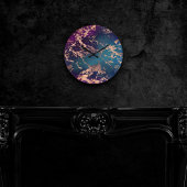Horloge Ronde Moody Luxe Marble | Profond violet et Turquoise or
