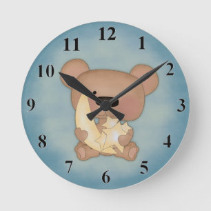 Horloge Ronde Moon and Stars Bear Wall Clock