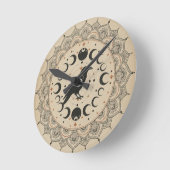 Horloge Ronde Moon Phase Raven Mandala (Angle)