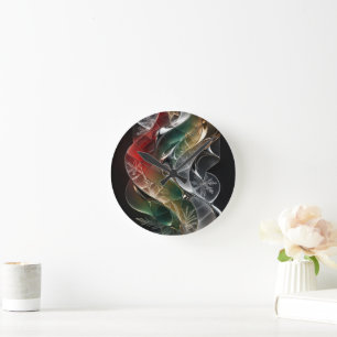 Horloge Ronde Mosaïque de Noël abstraite futuriste fluide