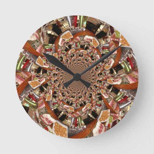 Horloge Ronde Mosaïque de sushis Brown (Recto)