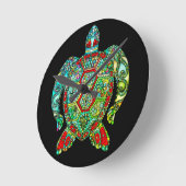 Horloge Ronde Mosaïque de tortue de mer (Angle)