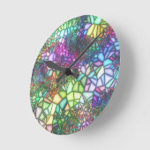 Horloge Ronde Mosaïque de vitrail (Angle)