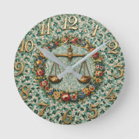 Mosaïque florale de style antique Zodiaque Balance