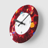 Horloge Ronde Mosaïque rouge brillant parties scintillant motif (Angle)