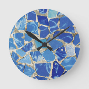 Horloge Ronde Mosaïques de Gaudi avec un contact d'huile