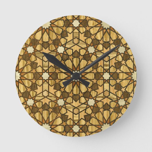 Horloge Ronde Mosquée de Qarawiyyyin Motif géométrique 1 Bois (Recto)