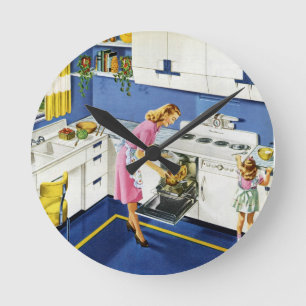 Horloge Ronde Mother/Daughter Retro Kitchen #2