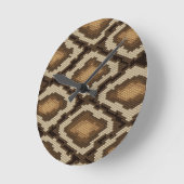 Horloge Ronde Motif 2 de peau de serpent de python (Angle)