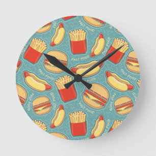 Horloge Ronde Motif 3 d'aliments de préparation rapide