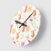 Horloge Ronde Motif à cocktails croisés (Angle)