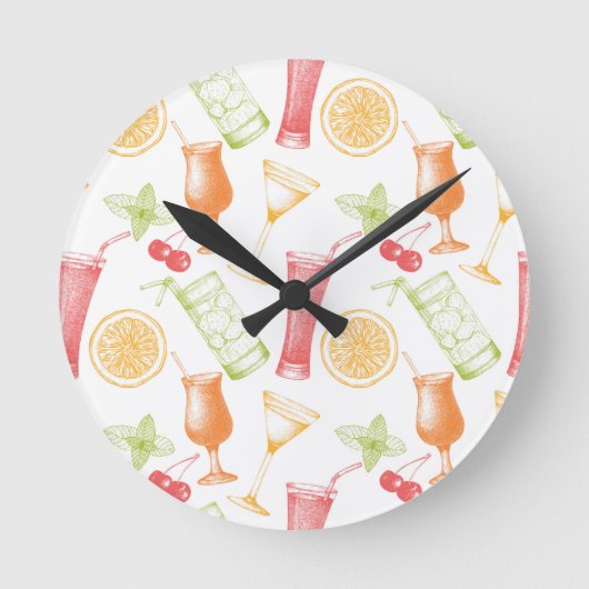 Horloge Ronde Motif à cocktails croisés (Recto)