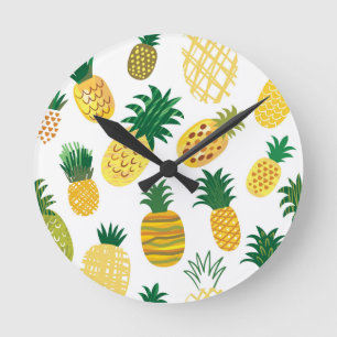 Horloge Ronde Motif à la mode d'ananas