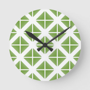Horloge Ronde Motif à la mode vert de triangle