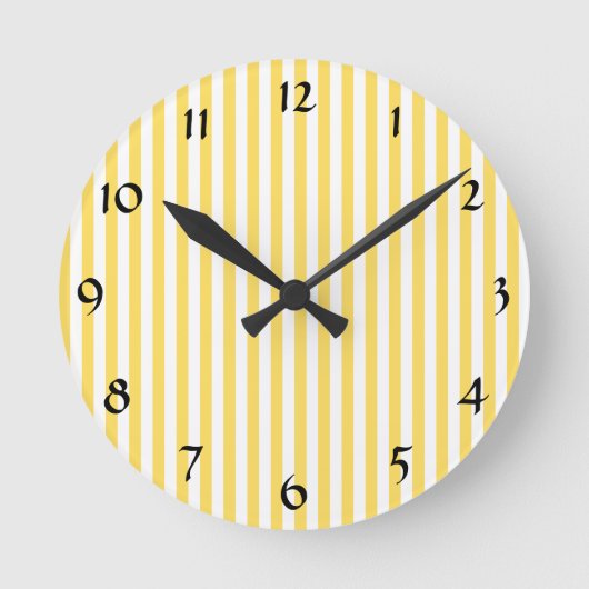 Horloge Ronde Motif à rayures jaunes et blanches (Recto)