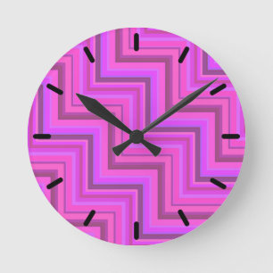 Horloge Ronde Motif à rayures roses