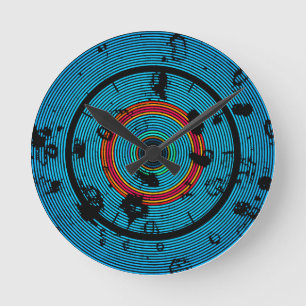 Horloge Ronde Motif Abstrait Bleu Circulaire