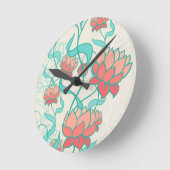 Horloge Ronde Motif abstrait de Lotus (Angle)