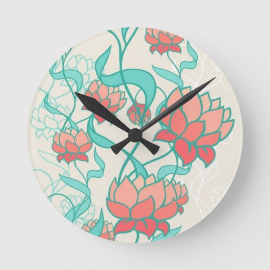 Horloge Ronde Motif abstrait de Lotus (Recto)