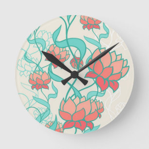 Horloge Ronde Motif abstrait de Lotus
