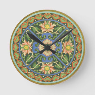 Horloge Ronde Motif antique cloisonné chinois : Vert Jade