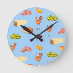 Horloge Ronde Motif Aperol et Fromage