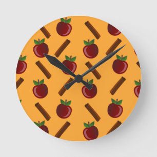 Horloge Ronde Motif Apple Cinnamon