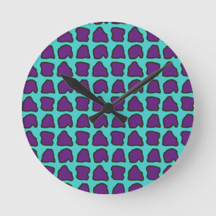 Horloge Ronde Motif Aqua Blue Purple Giraffe Spots