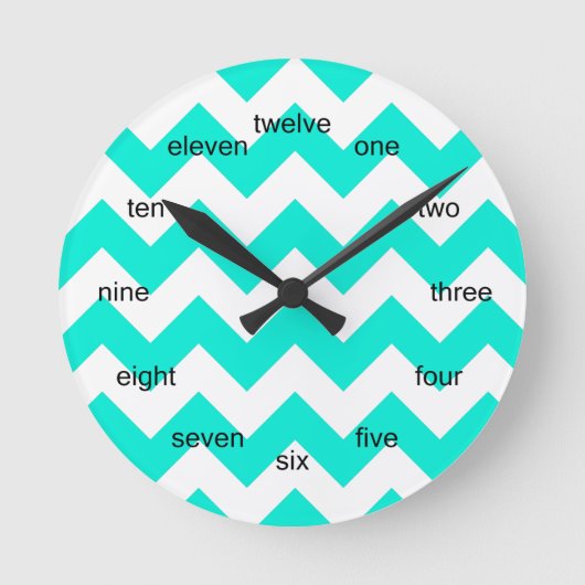 Horloge Ronde Motif Aqua et White Chevron (Recto)