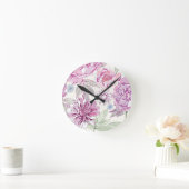 Horloge Ronde Motif aux fleurs roses (Maison)